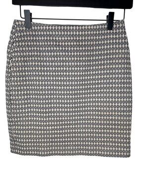 Ann Taylor Pencil Skirt Womens 0 Tan Black Print Career Office